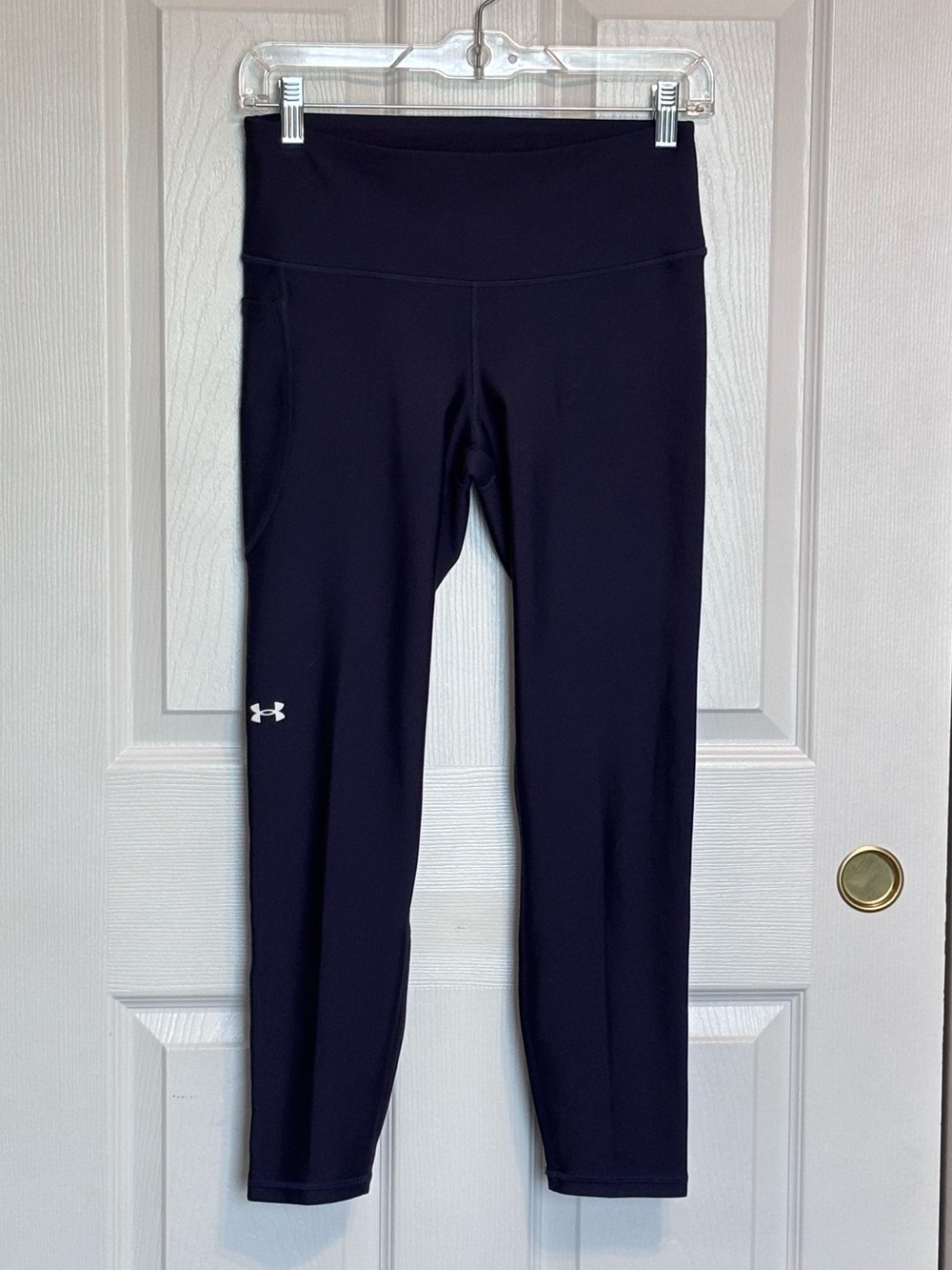 Under Armour Compression Heatgear Navy Blue Mid Rise Performance Leggings Medium